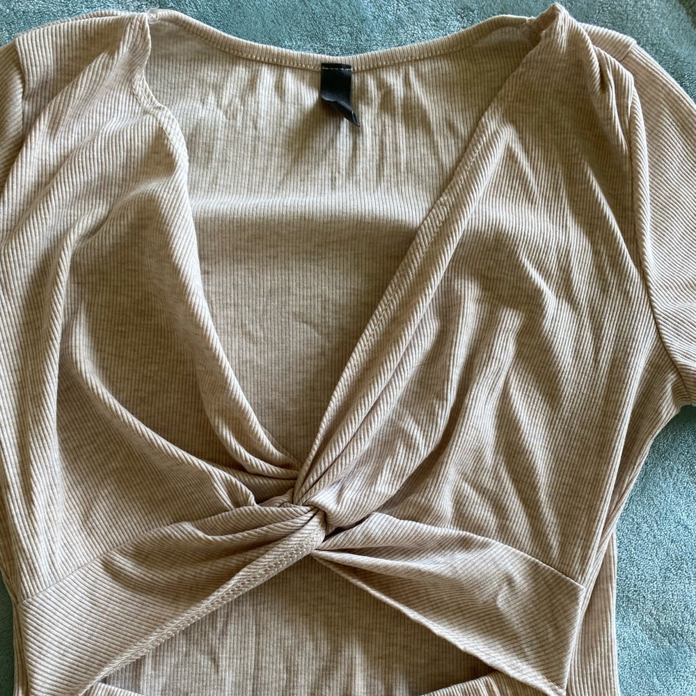 Light tan cotton dress with cutout, size small